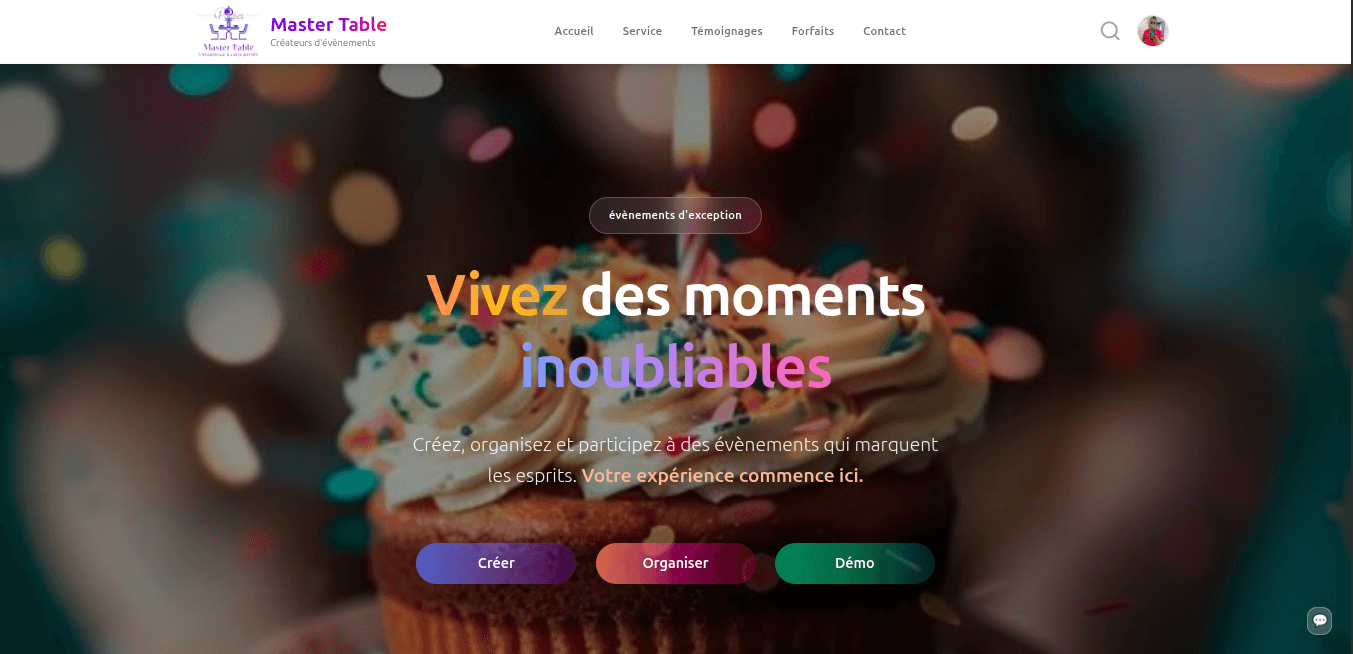 Aperçu du projet MasterTable